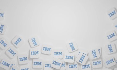 Melitopol, Ukrayna - 21 Kasım 2022: IBM logo simgesi renk arkaplanında izole edildi. IBM, çok uluslu bir Amerikan teknoloji ve danışmanlık şirketidir..