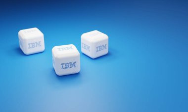 Melitopol, Ukrayna - 21 Kasım 2022: IBM logo simgesi renk arkaplanında izole edildi. IBM, çok uluslu bir Amerikan teknoloji ve danışmanlık şirketidir..