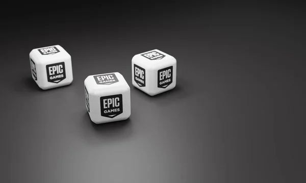 Melitopol, Ukrayna - 21 Kasım 2022: Epic Games logosu renk arkaplanında izole edildi. Epic Games, ABD 'li video oyunu ve yazılım geliştirme şirketidir..