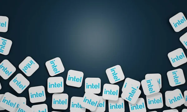 Melitopol Ukrajna November 2022 Intel Logó Ikon Elszigetelt Színes Háttér — Stock Fotó