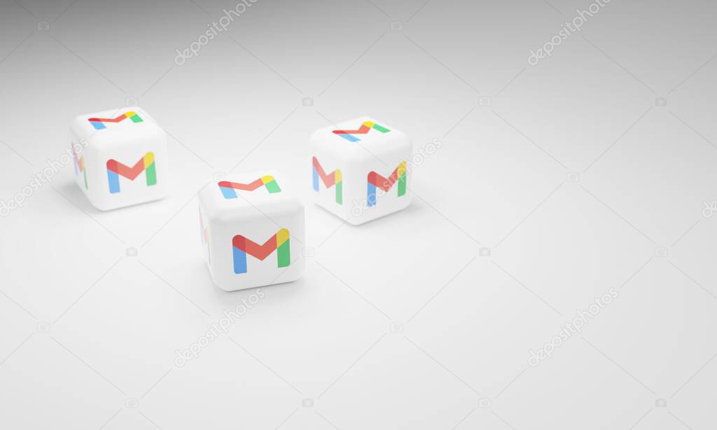 Melitopol, Ukraine - November 21, 2022: Gmail logo icon isolated on color background. Gmail is a free email service developed by Google.
