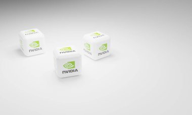 Melitopol, Ukrayna - 21 Kasım 2022: Nvidia logosu renk arkaplanında izole edildi. Ünlü video kartı şirketinin işareti. GPU 'nun mucidi.