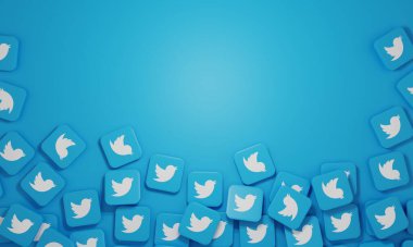 Melitopol, Ukrayna - 21 Kasım 2022: Twitter logosu renk arkaplanında izole edildi. Twitter, mikroblog yazma ve mesajları paylaşma için ücretsiz bir sosyal medya ağı uygulaması.