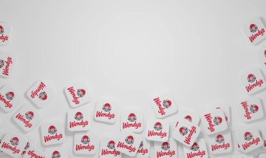 Melitopol, Ukrayna - 21 Kasım 2022: Wendy 'nin logosu renk arkaplanında izole edildi. Wendy 's, Dave Thomas tarafından 15 Kasım 1969' da kurulan uluslararası bir fast food restoranı zinciri..