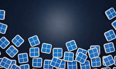 Melitopol, Ukrayna - 21 Kasım 2022: Renkli arkaplanda izole Windows logosu. Windows Microsoft tarafından geliştirilen işletim sistemi.