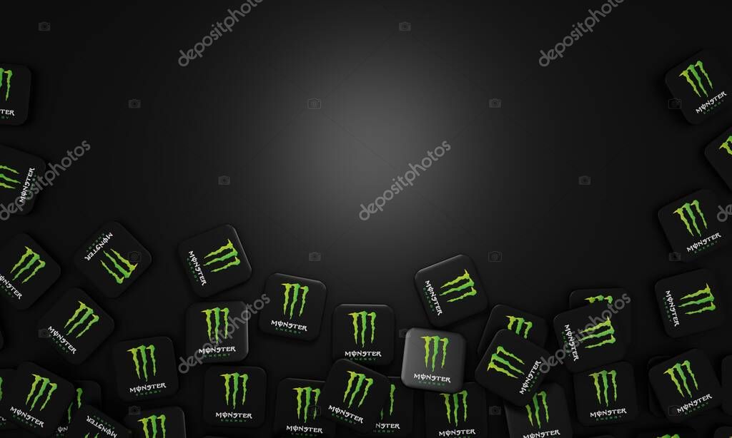 Melitopol, Ukraine - November 21, 2022: Monster Energy drink logo icon isolated on color background. Monster is an American brand of energy drink. It is present in more than 40 countries.