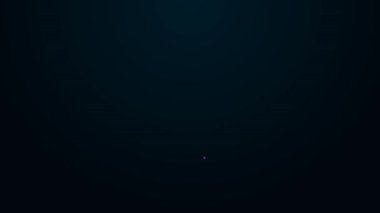 Parlayan neon hattı test tüpü ve kimyasal test ikonu siyah arkaplanda izole edildi. Laboratuvar cam levhası. 4K Video hareketli grafik canlandırması.
