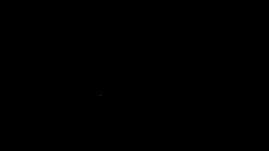 Siyah arka planda izole edilmiş kurdele ikonlu beyaz çizgi adamı şapkası. 4K Video hareketli grafik canlandırması.