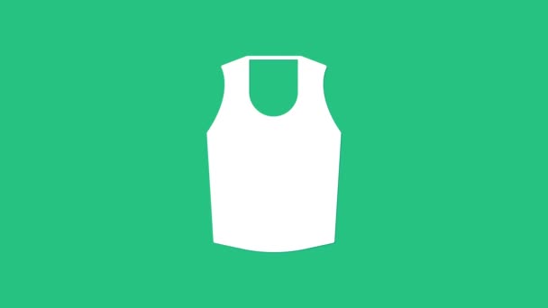 Icono Camiseta Blanca Aislado Sobre Fondo Verde Animación Gráfica Vídeo — Vídeo de stock