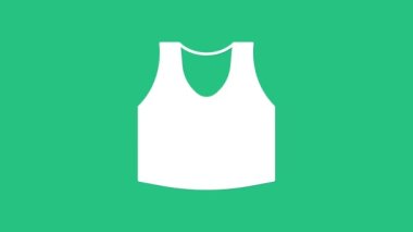 Beyaz atlet simgesi yeşil arkaplanda izole edildi. 4K Video hareketli grafik canlandırması.