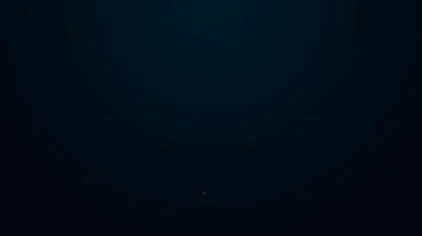 Siyah arkaplanda izole edilmiş parlak neon çizgisi klasik zarif şemsiye simgesi. Yağmur koruma sembolü. 4K Video hareketli grafik canlandırması.