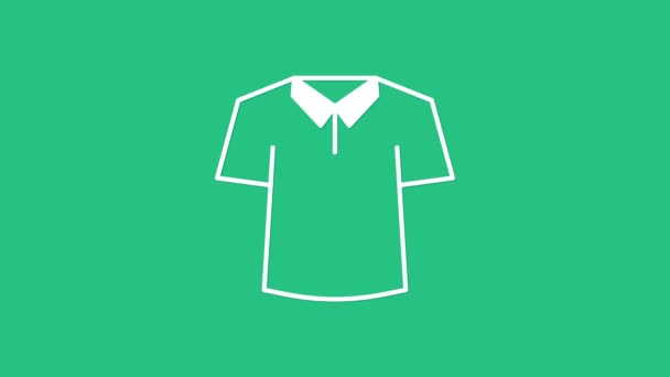 Icono Camisa Blanca Aislado Sobre Fondo Verde Animación Gráfica Vídeo — Vídeos de Stock