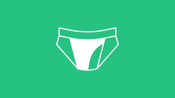 白色男子内裤图标孤立在绿色背景 男式内裤4K视频运动图形动画 — 图库视频影像