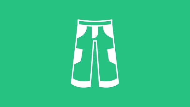 白色裤子图标孤立在绿色背景 裤子的签名 4K视频运动图形动画 — 图库视频影像