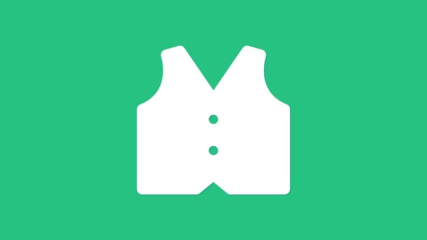 Піктограма Білого Жилета Ізольована Зеленому Тлі Класичний Жилет Формальний Одяг — стокове відео