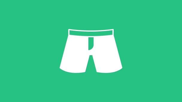 Λευκό Short Παντελόνι Εικονίδιο Απομονώνονται Πράσινο Φόντο Γραφική Κίνηση Κίνησης — Αρχείο Βίντεο