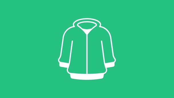 Weißes Kapuzenpullover Symbol Auf Grünem Hintergrund Kapuzen Sweatshirt Video Motion — Stockvideo