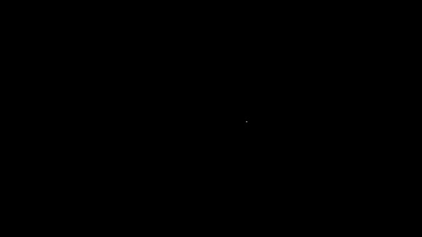 Біла Лінія Чоловік Капелюх Стрічкою Ізольовані Чорному Тлі Відео Рух — стокове відео