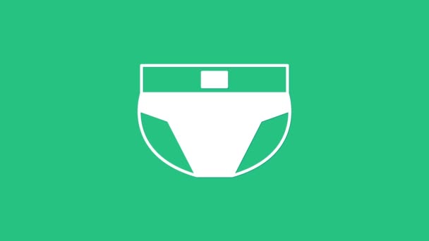 Witte Mannen Onderbroek Pictogram Geïsoleerd Groene Achtergrond Man Ondergoed Video — Stockvideo