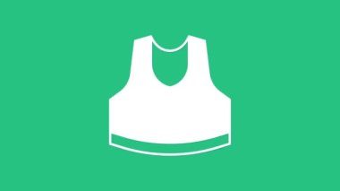 Beyaz atlet simgesi yeşil arkaplanda izole edildi. 4K Video hareketli grafik canlandırması.