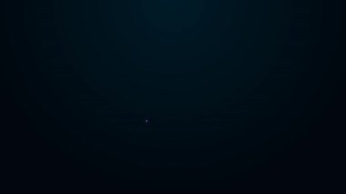 Parlayan neon hattı tıbbi koruyucu maske simgesi siyah arkaplanda izole edildi. 4K Video hareketli grafik canlandırması.