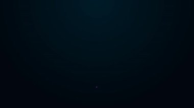 Siyah arkaplanda hastane simgesi olan parıldayan neon hattı tıbbi harita işaretçisi. 4K Video hareketli grafik canlandırması.