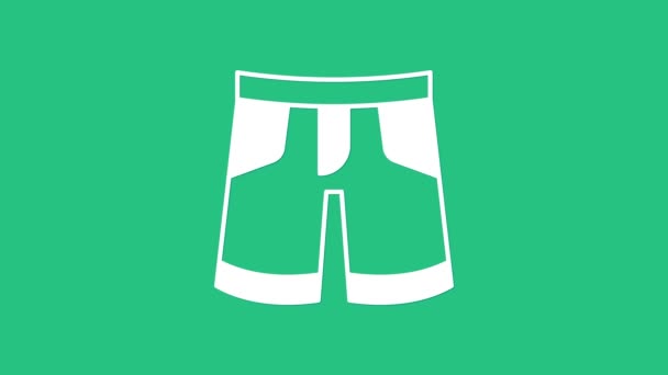 White Short Pants Icon Isolated Green Background Video Motion Graphic — Vídeo de Stock