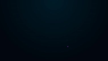 Parlayan neon hattı sertifika şablonu simgesi siyah arkaplanda izole edildi. Başarı, ödül, diploma, burs, diploma kavramları. 4K Video hareketli grafik canlandırması.