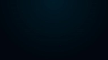Tıbbi inceleme ikonu için parıldayan neon hattı dijital termometre siyah arka planda izole edildi. 4K Video hareketli grafik canlandırması.