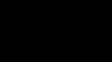 Siyah arka planda çapraz ikonu olan beyaz çizgi tıp hastanesi binası. Tıp merkezi. Sağlık hizmetleri. 4K Video hareketli grafik canlandırması.