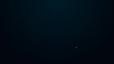 Siyah arka planda çapraz ikonu olan parlak neon çizgili hastane binası. Tıp merkezi. Sağlık hizmetleri. 4K Video hareketli grafik canlandırması.