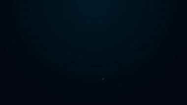 Tıbbi inceleme ikonu için parıldayan neon hattı medikal termometre siyah arka planda izole edildi. 4K Video hareketli grafik canlandırması.