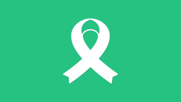 Значок Белая Осознанность Выделен Зеленом Фоне Общественная Осведомленность Инвалидности Состоянии — стоковое видео