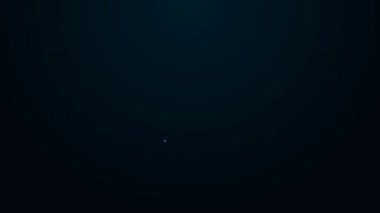 Parlayan neon çizgi saat simgesi siyah arkaplanda izole edildi. Zaman sembolü. 4K Video hareketli grafik canlandırması.