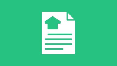 Beyaz Saray 'ın sözleşme ikonu yeşil arka planda izole edildi. Sözleşme oluşturma hizmeti, belge oluşumu, başvuru formu bileşimi. 4K Video hareketli grafik canlandırması.