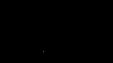 Beyaz çizgi emlakçı simgesi siyah arkaplanda izole edildi. Ev almak. 4K Video hareketli grafik canlandırması.