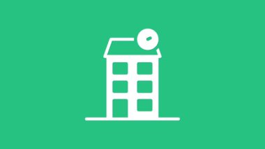 Beyaz Saray simgesi yeşil arka planda izole edildi. Ev sembolü. 4K Video hareketli grafik canlandırması.