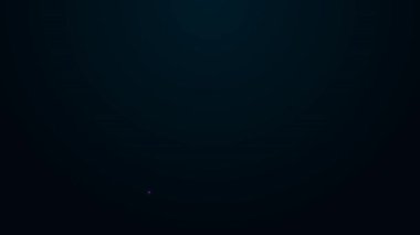 Parlayan neon hattı ev anahtarı simgesi siyah arkaplanda izole edildi. 4K Video hareketli grafik canlandırması.