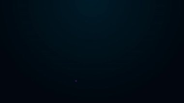 Siyah arkaplanda ev simgesi izole edilmiş parlak neon çizgi haritası işaretçisi. Ev konumu belirleyici sembol. 4K Video hareketli grafik canlandırması.