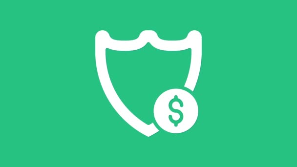 White Shield Dollar Symbol Icon Isolated Green Background Security Shield — Stock Video