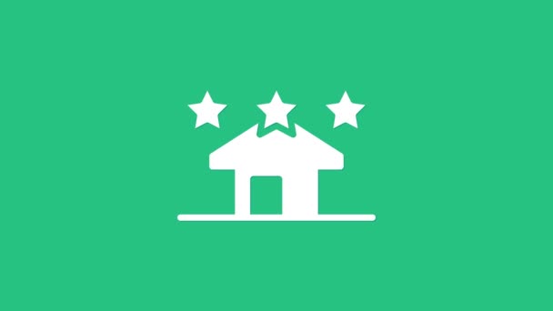 Icono Casa Blanca Aislado Sobre Fondo Verde Agencia Inmobiliaria Casa — Vídeos de Stock