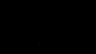 Beyaz çizgi emlakçı simgesi siyah arkaplanda izole edildi. Ev almak. 4K Video hareketli grafik canlandırması.