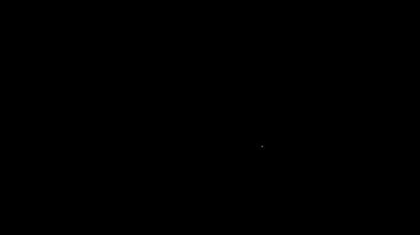 Beyaz çizgi haber simgesi siyah arkaplanda izole edildi. Televizyonda haberler. Haber spikeri yayın yapıyor. Kitlesel medya. Akşam haberleri. 4K Video hareketli grafik canlandırması.