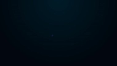 Parlayan neon hattı sansürlenmiş pul simgesi siyah arkaplanda izole edildi. 4K Video hareketli grafik canlandırması.