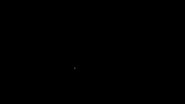 Біла Лінія Ретро Друкарська Машинка Паперовий Аркуш Ізольовані Чорному Тлі — стокове відео