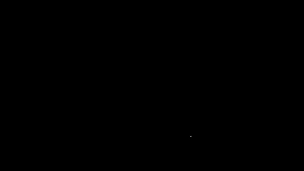Иконка Блокнота Белой Линии Изолирована Черном Фоне Значок Спирального Блокнота — стоковое видео