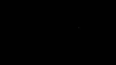 Beyaz çizgi Megafon simgesi siyah arkaplanda izole edildi. Sözcü işareti. 4K Video hareketli grafik canlandırması.