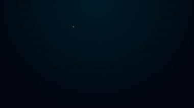 Parlayan neon hattı bilgi simgesi siyah arkaplanda izole edildi. 4K Video hareketli grafik canlandırması.