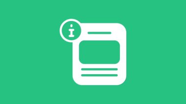 Yeşil arkaplanda beyaz bilgi simgesi izole edildi. 4K Video hareketli grafik canlandırması.