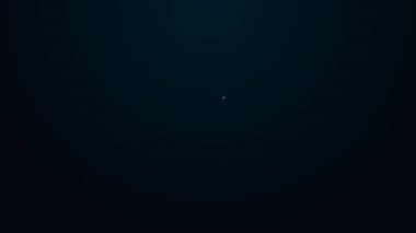 Parlayan neon hattı bilgi simgesi siyah arkaplanda izole edildi. 4K Video hareketli grafik canlandırması.